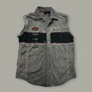 Vintage Harley-Davidson Gray and Black Sleeveless Shirt